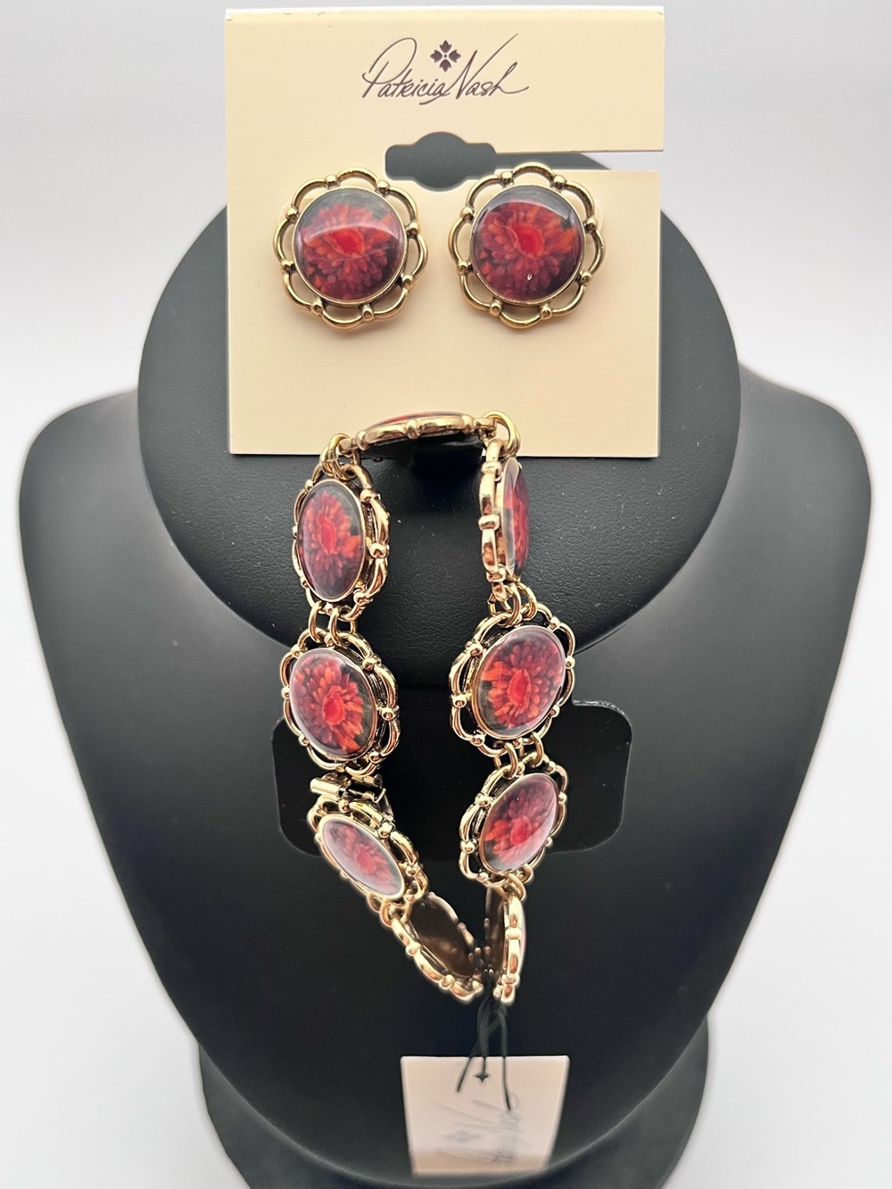 PATRICIA NASH Flower Box Clasp Link Bracelet & Earrings Set